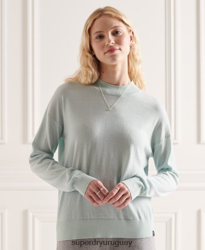 uy Superdry mujer jersey de merino con cuello alzado verde DT2N8Z6653 ropa