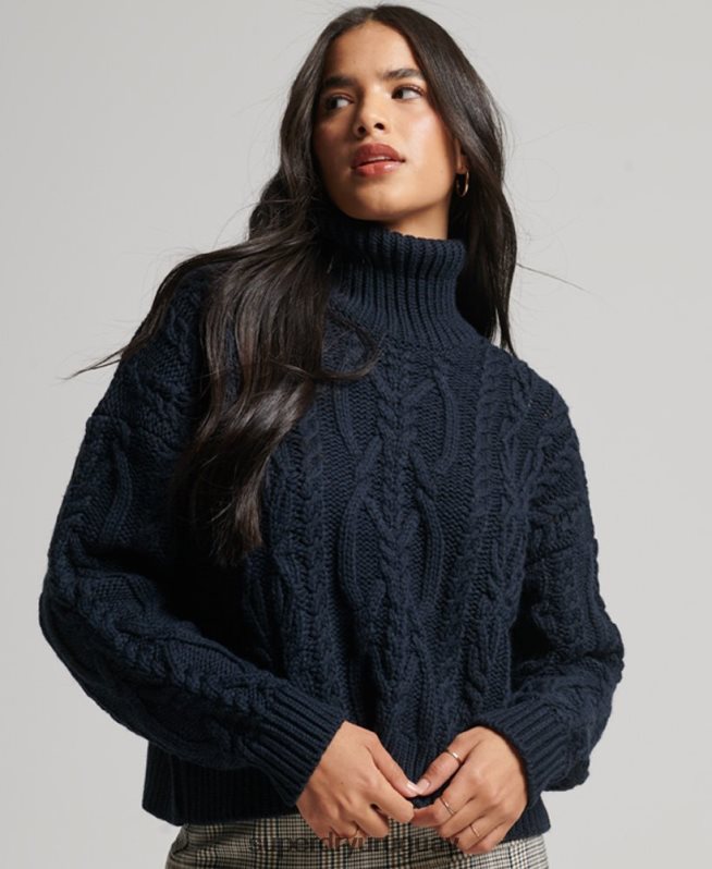 uy Superdry mujer jersey de ochos con cuello de polo Armada DT2N8Z3991 ropa
