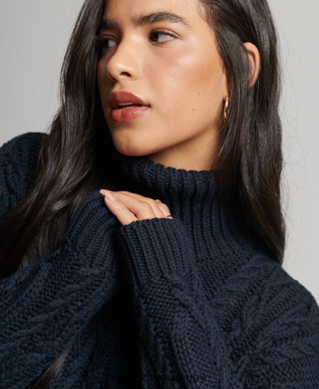 uy Superdry mujer jersey de ochos con cuello de polo Armada DT2N8Z3991 ropa