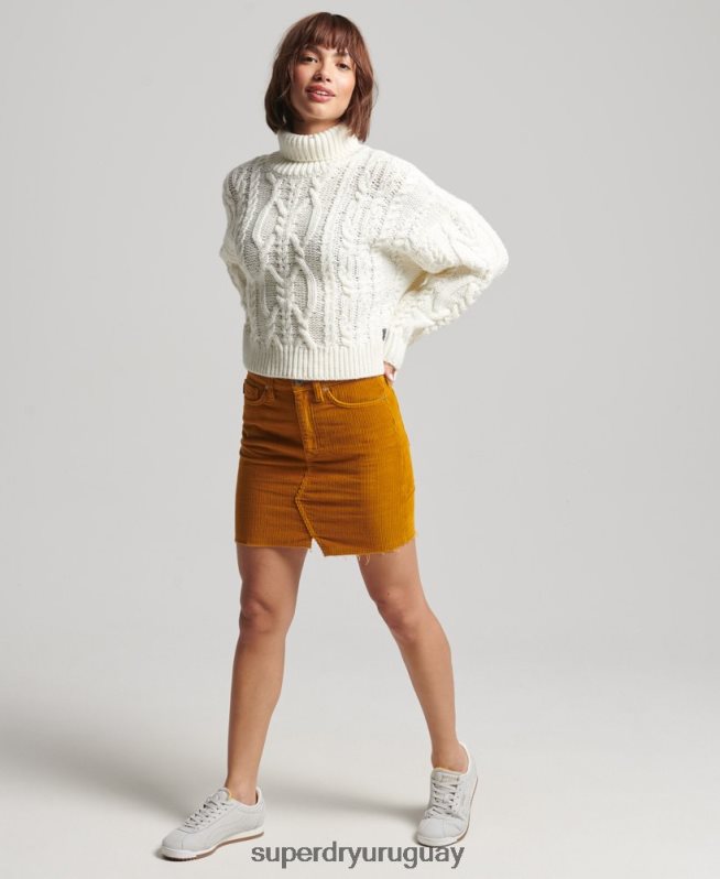 uy Superdry mujer jersey de ochos con cuello de polo crema DT2N8Z3963 ropa