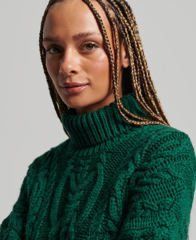 uy Superdry mujer jersey de ochos con cuello de polo verde DT2N8Z3966 ropa