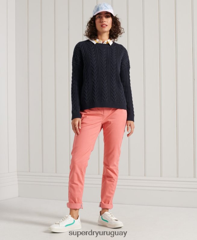 uy Superdry mujer jersey de ochos con hombros caídos y cuello redondo Armada DT2N8Z4028 ropa