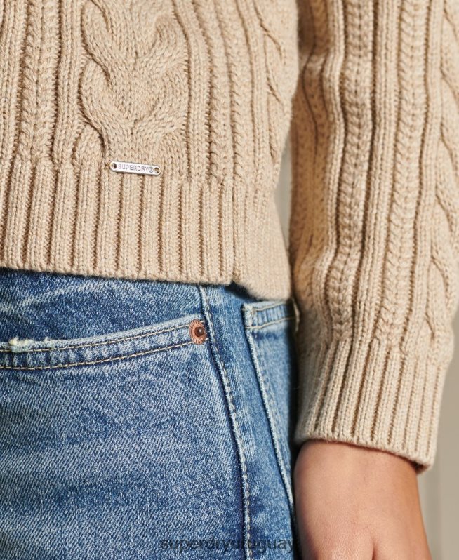 uy Superdry mujer jersey de ochos con hombros caídos y cuello redondo beige DT2N8Z4026 ropa