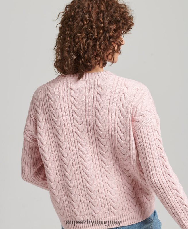uy Superdry mujer jersey de ochos con hombros caídos y cuello redondo rosa DT2N8Z3970 ropa