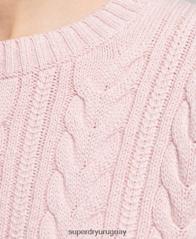 uy Superdry mujer jersey de ochos con hombros caídos y cuello redondo rosa DT2N8Z3970 ropa