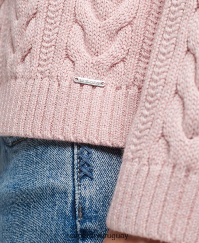 uy Superdry mujer jersey de ochos con hombros caídos y cuello redondo rosa DT2N8Z3970 ropa