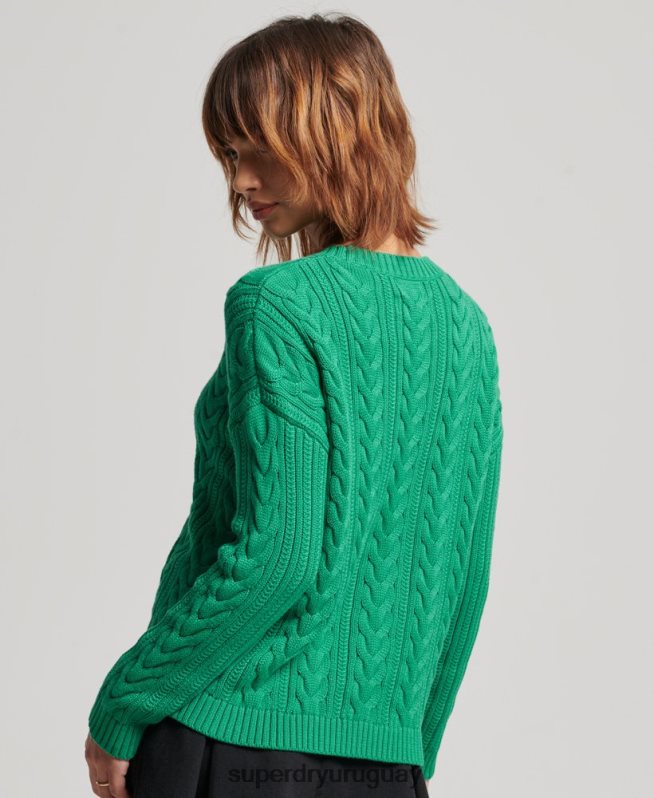 uy Superdry mujer jersey de ochos con hombros caídos y cuello redondo verde DT2N8Z3993 ropa
