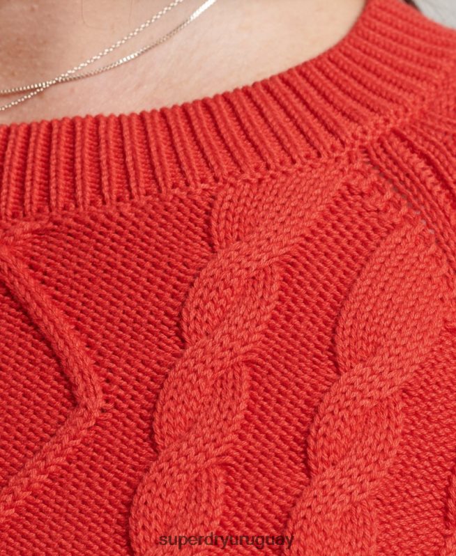 uy Superdry mujer jersey de ochos de algodón rojo DT2N8Z4038 ropa