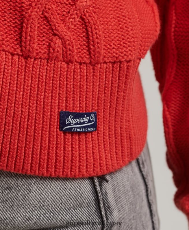 uy Superdry mujer jersey de ochos de algodón rojo DT2N8Z4038 ropa