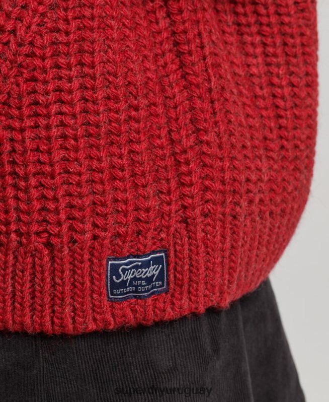 uy Superdry mujer jersey de punto con cuello vuelto y costuras holgadas rojo DT2N8Z3969 ropa