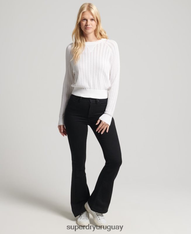 uy Superdry mujer punto de encaje de algodón orgánico blanco DT2N8Z2944 ropa