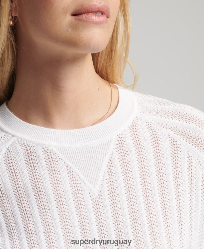 uy Superdry mujer punto de encaje de algodón orgánico blanco DT2N8Z2944 ropa