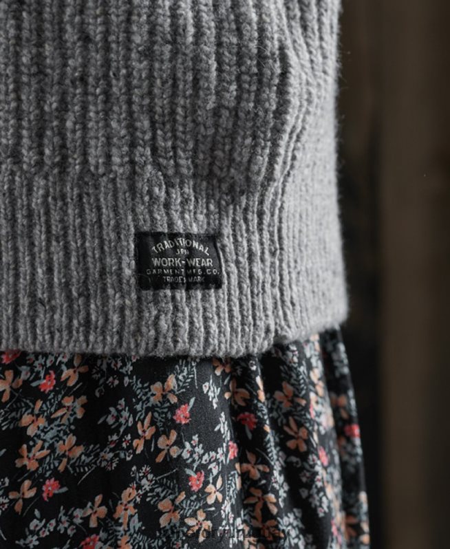 uy Superdry mujer suéter Freya de tweed con cuello redondo gris claro DT2N8Z6766 ropa