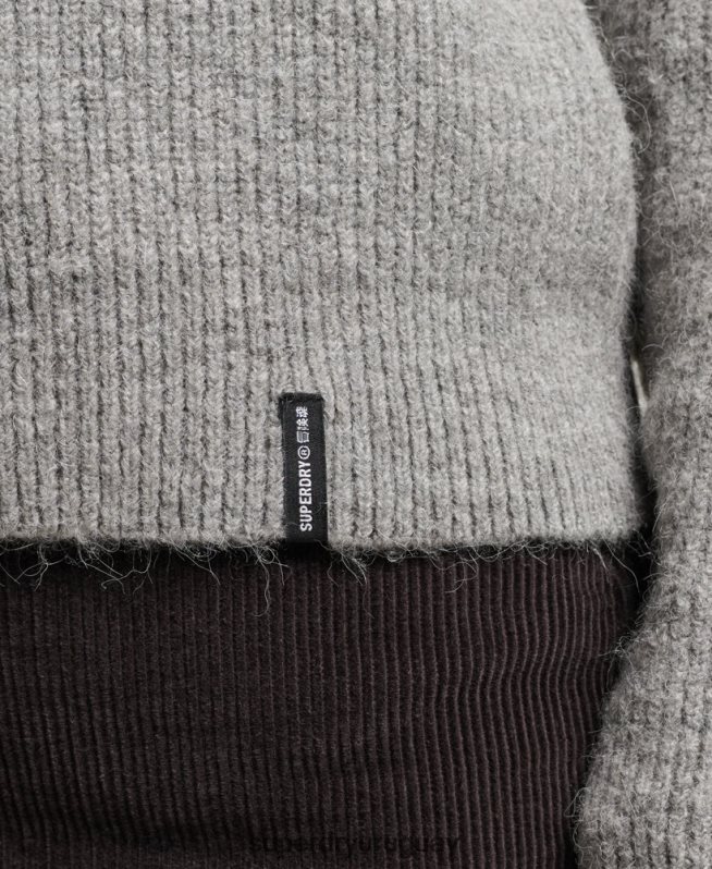 uy Superdry mujer suéter básico con cuello redondo gris claro DT2N8Z4009 ropa