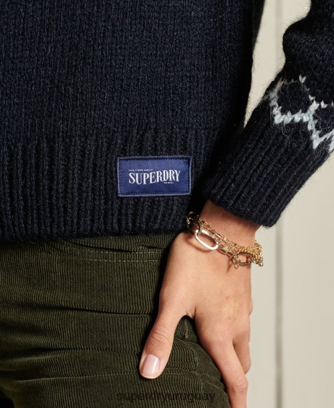 uy Superdry mujer suéter clásico con cuello alzado Armada DT2N8Z6755 ropa