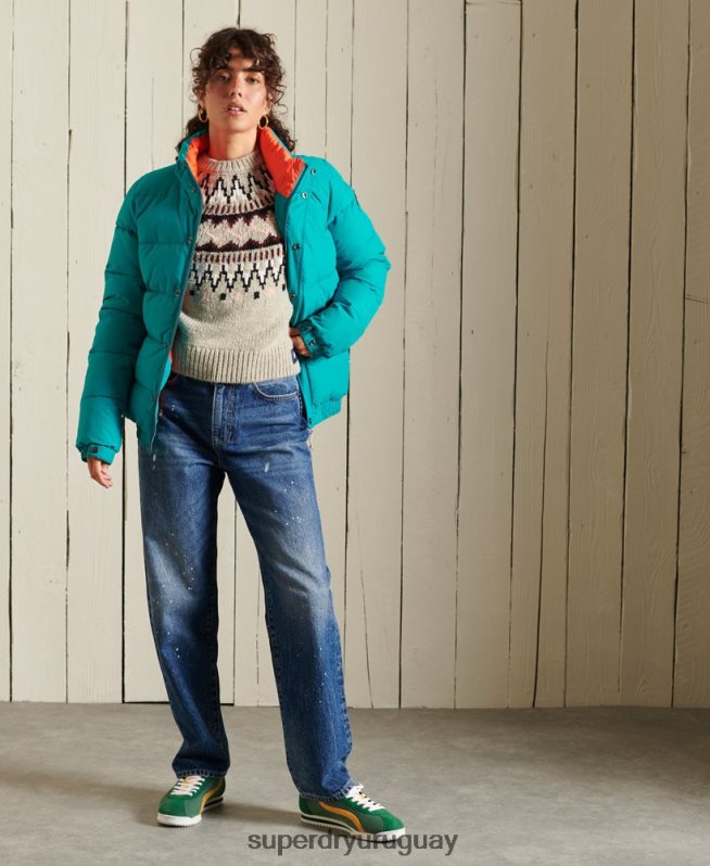 uy Superdry mujer suéter clásico con cuello alzado beige DT2N8Z4032 ropa