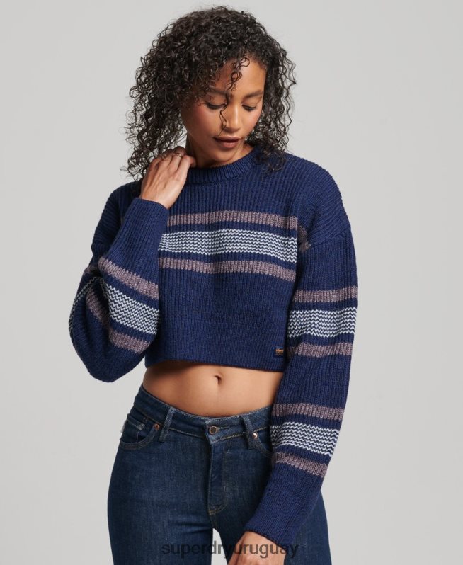 uy Superdry mujer suéter clásico corto con cuello redondo Armada DT2N8Z3957 ropa