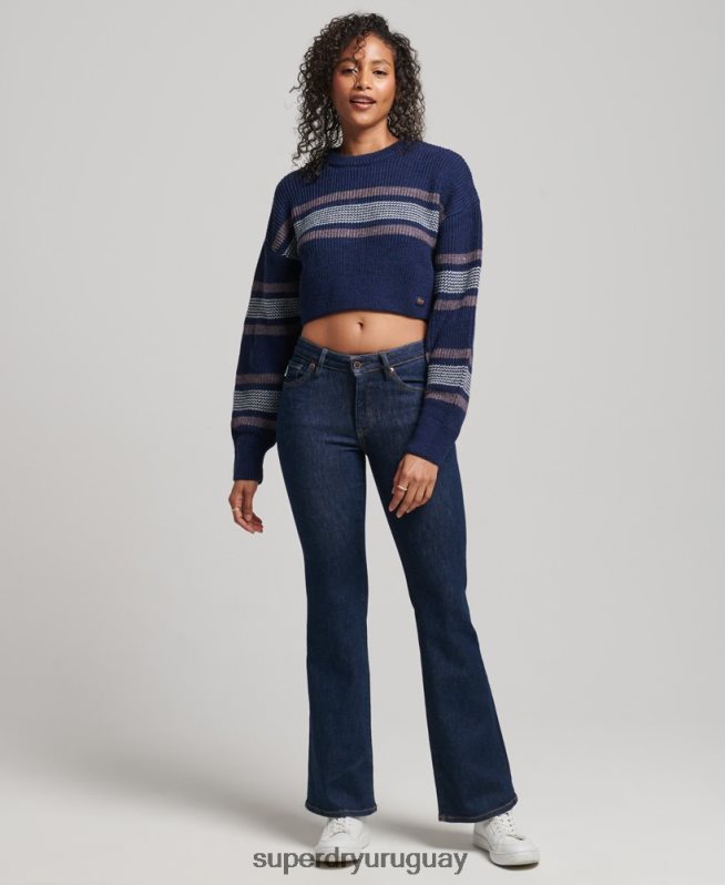 uy Superdry mujer suéter clásico corto con cuello redondo Armada DT2N8Z3957 ropa