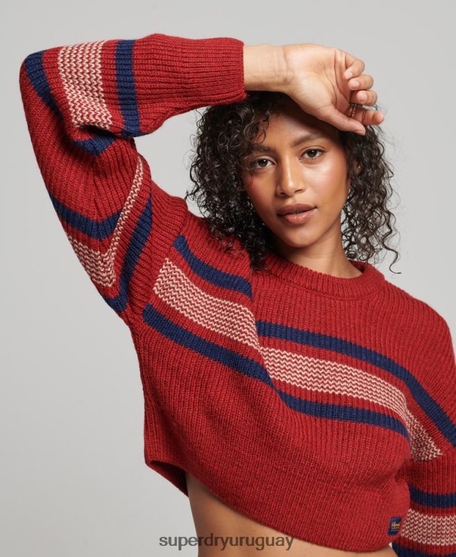 uy Superdry mujer suéter clásico corto con cuello redondo naranja DT2N8Z3964 ropa