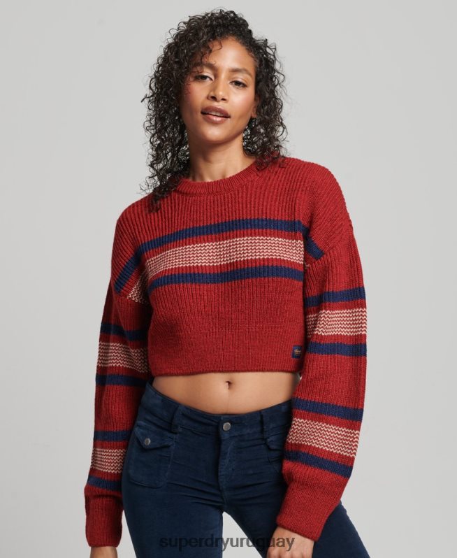 uy Superdry mujer suéter clásico corto con cuello redondo naranja DT2N8Z3964 ropa