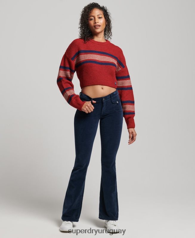 uy Superdry mujer suéter clásico corto con cuello redondo naranja DT2N8Z3964 ropa