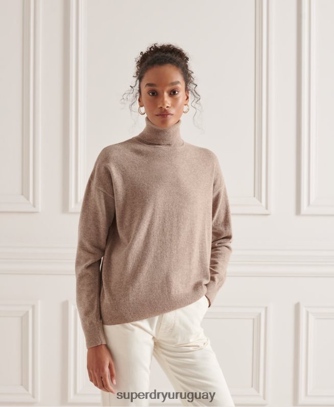 uy Superdry mujer suéter con cuello vuelto beige DT2N8Z3996 ropa