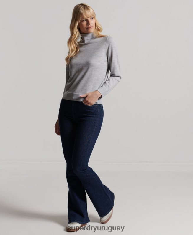 uy Superdry mujer suéter con cuello vuelto de merino studios gris claro DT2N8Z4020 ropa