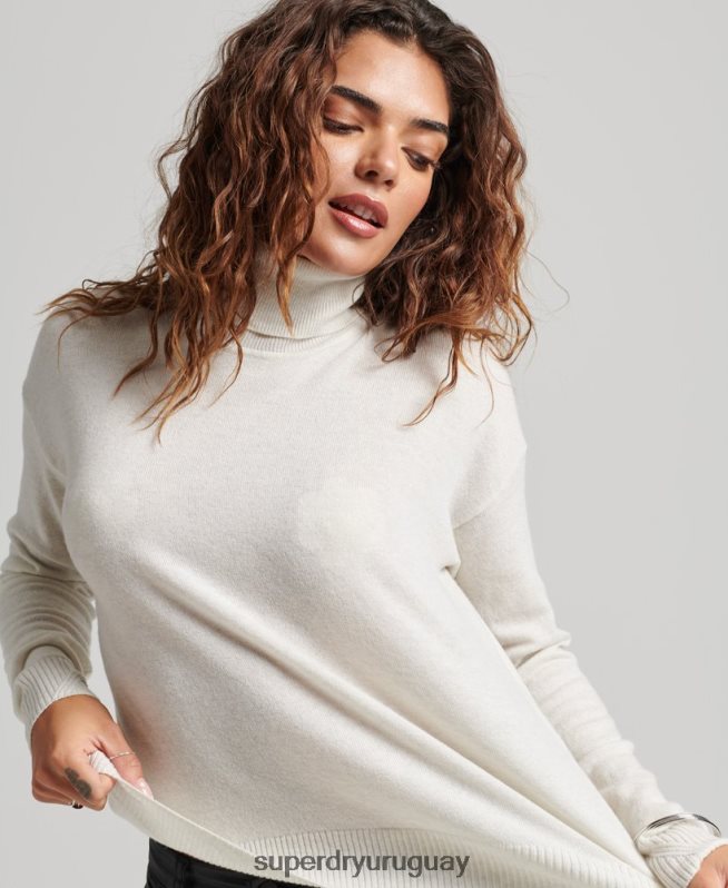 uy Superdry mujer suéter con cuello vuelto gris claro DT2N8Z3979 ropa
