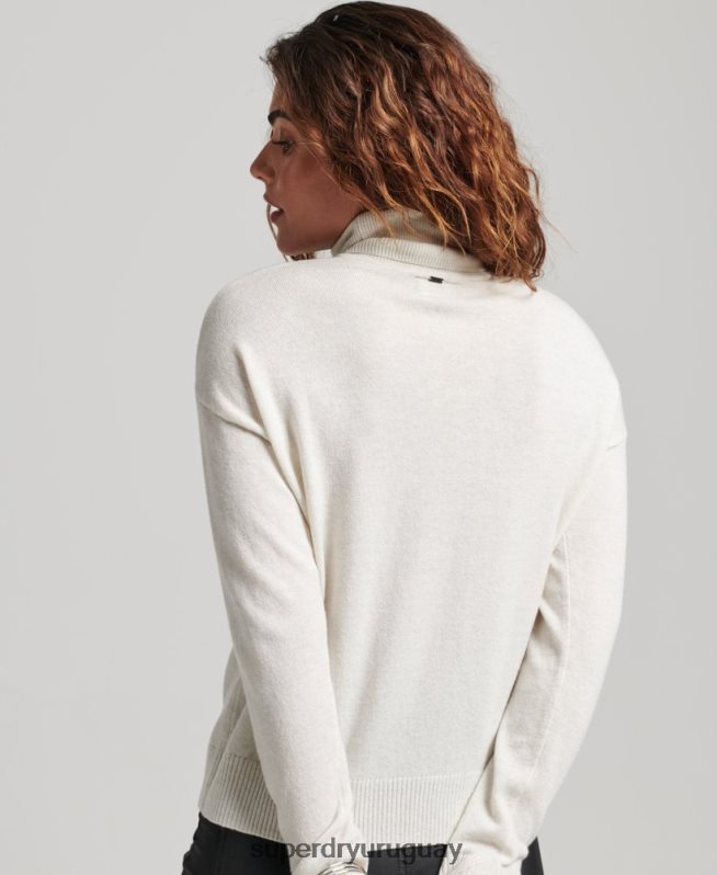 uy Superdry mujer suéter con cuello vuelto gris claro DT2N8Z3979 ropa