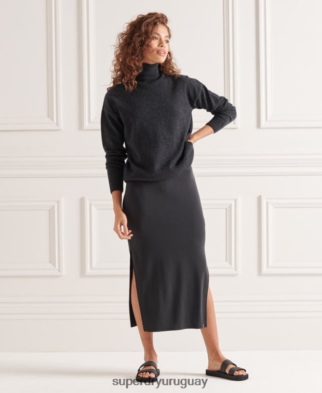 uy Superdry mujer suéter con cuello vuelto gris oscuro DT2N8Z4019 ropa
