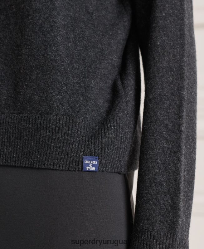 uy Superdry mujer suéter con cuello vuelto gris oscuro DT2N8Z4019 ropa