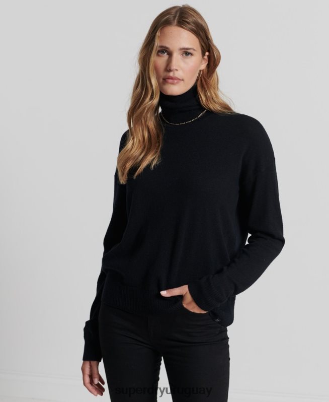 uy Superdry mujer suéter con cuello vuelto negro DT2N8Z4029 ropa