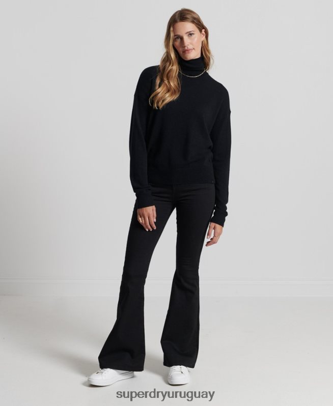 uy Superdry mujer suéter con cuello vuelto negro DT2N8Z4029 ropa