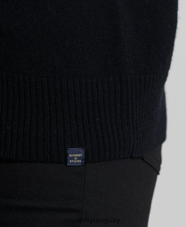 uy Superdry mujer suéter con cuello vuelto negro DT2N8Z4029 ropa