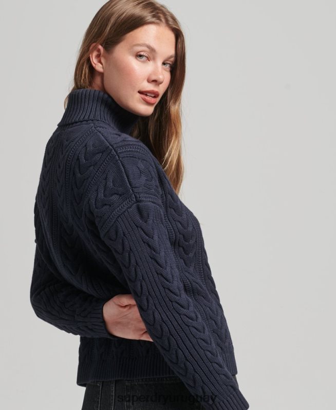 uy Superdry mujer suéter con hombros caídos y cuello vuelto Armada DT2N8Z3985 ropa