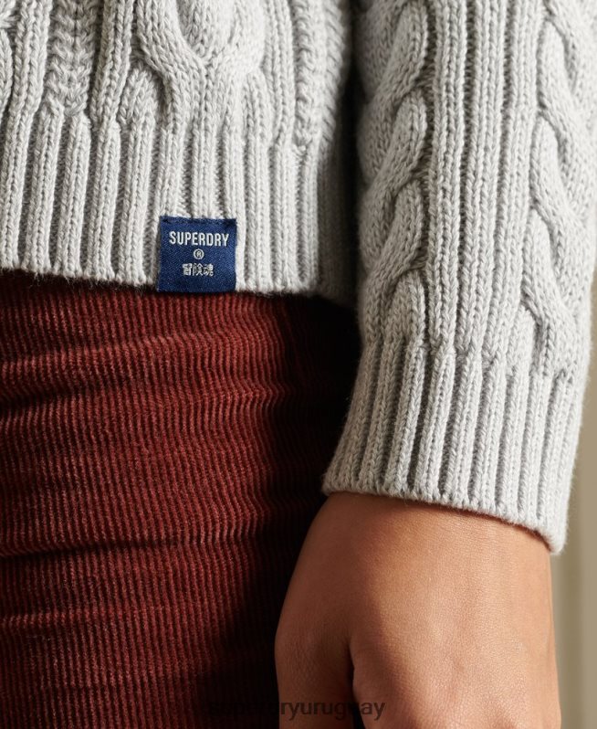 uy Superdry mujer suéter con hombros caídos y cuello vuelto gris DT2N8Z4002 ropa