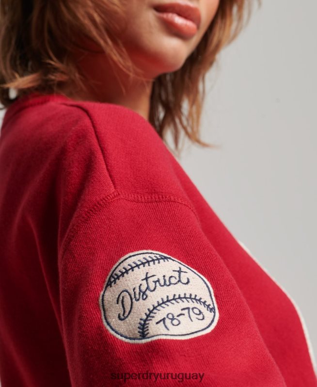 uy Superdry mujer suéter corto con cuello redondo Varsity rojo DT2N8Z3950 ropa