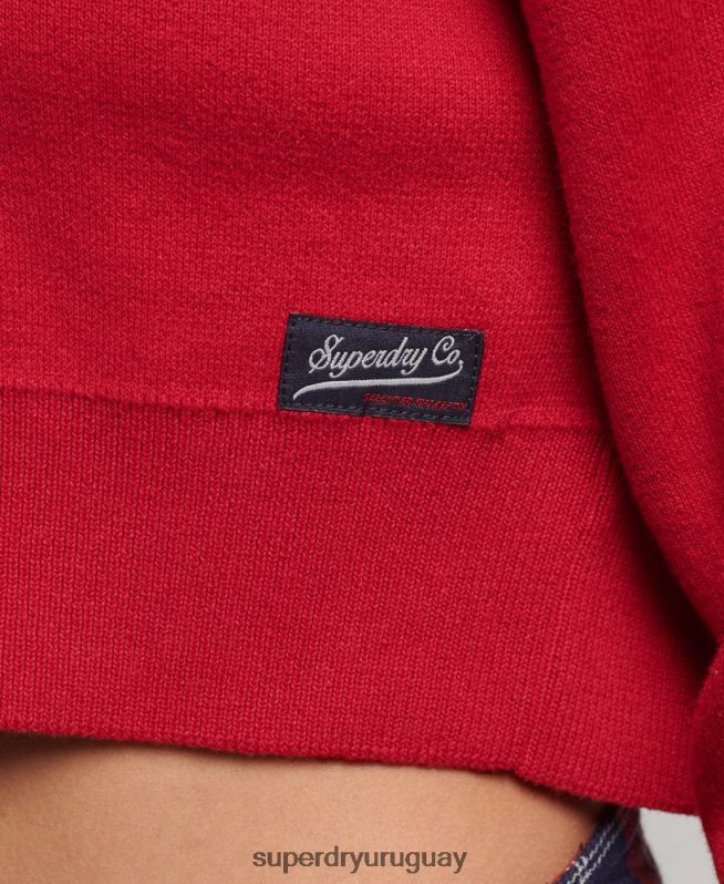 uy Superdry mujer suéter corto con cuello redondo Varsity rojo DT2N8Z3950 ropa