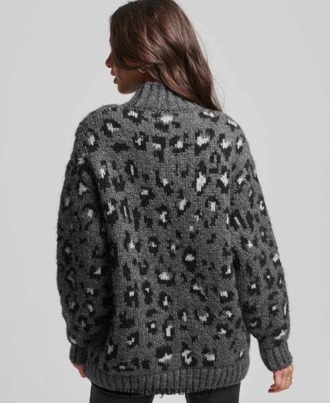 uy Superdry mujer suéter de punto holgado gris DT2N8Z3999 ropa