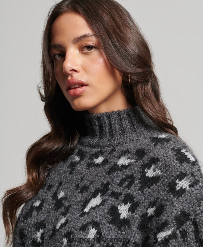 uy Superdry mujer suéter de punto holgado gris DT2N8Z3999 ropa