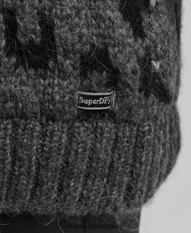 uy Superdry mujer suéter de punto holgado gris DT2N8Z3999 ropa
