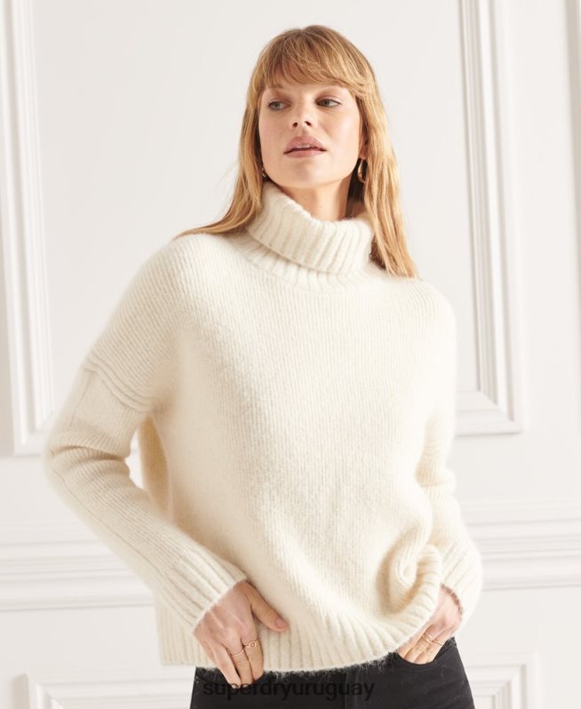 uy Superdry mujer suéter grueso con cuello vuelto de Studios blanco DT2N8Z4007 ropa