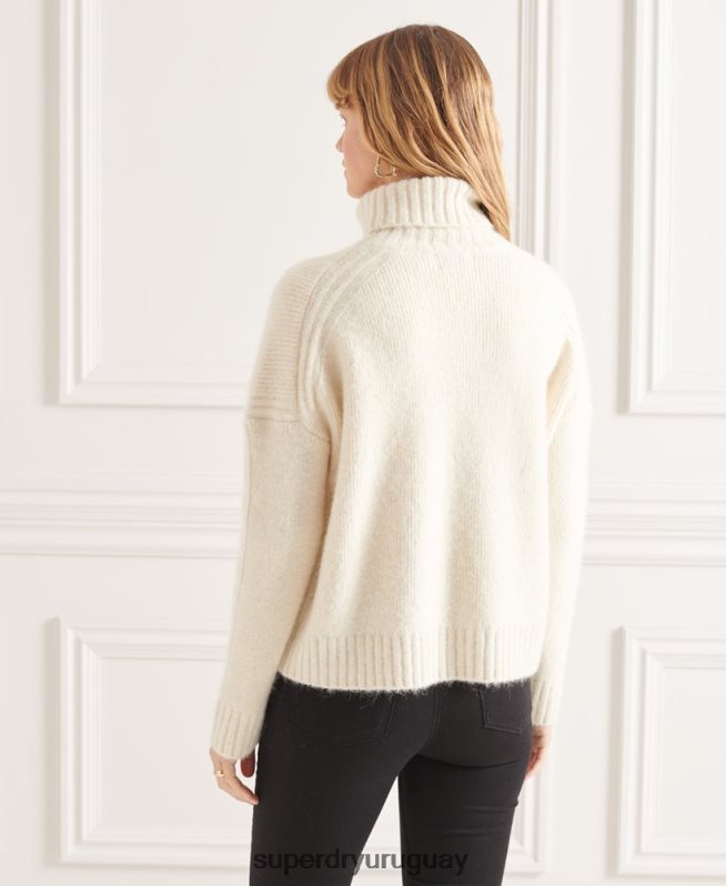 uy Superdry mujer suéter grueso con cuello vuelto de Studios blanco DT2N8Z4007 ropa