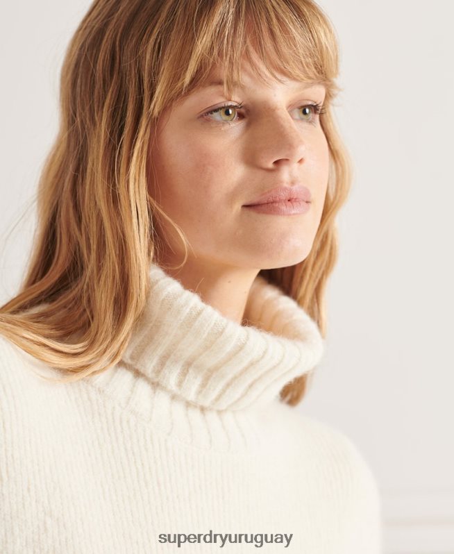 uy Superdry mujer suéter grueso con cuello vuelto de Studios blanco DT2N8Z4007 ropa
