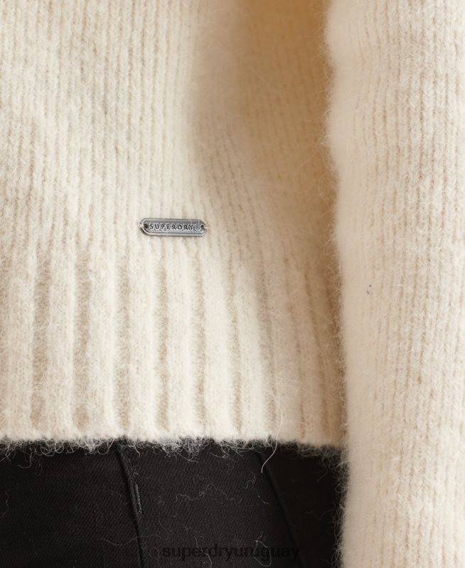 uy Superdry mujer suéter grueso con cuello vuelto de Studios blanco DT2N8Z4007 ropa