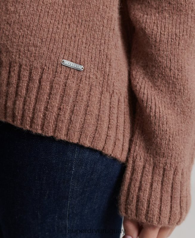 uy Superdry mujer suéter grueso con cuello vuelto de Studios broncearse DT2N8Z4005 ropa