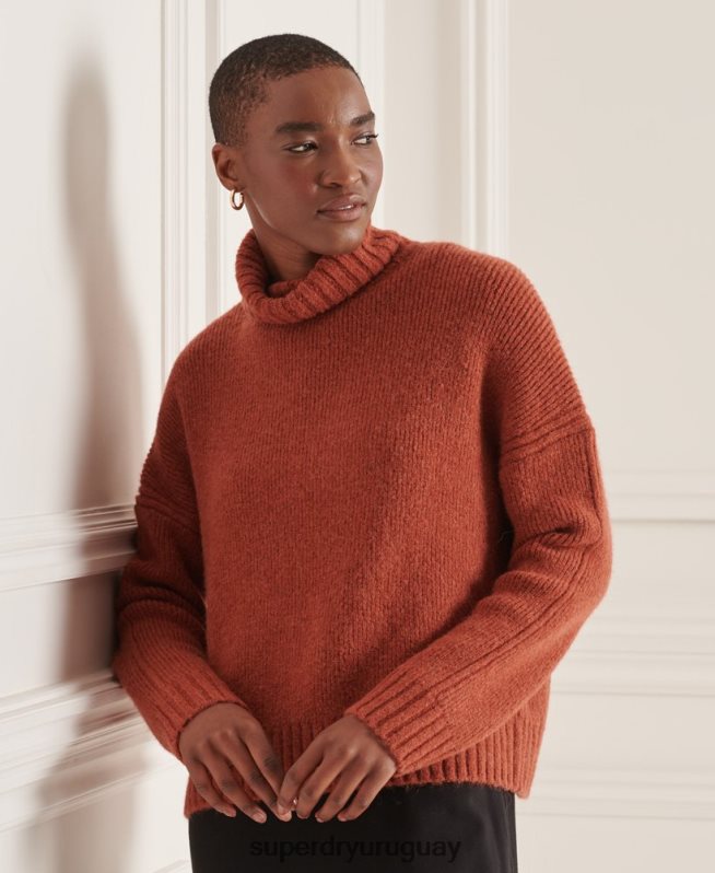 uy Superdry mujer suéter grueso con cuello vuelto de Studios naranja DT2N8Z4004 ropa