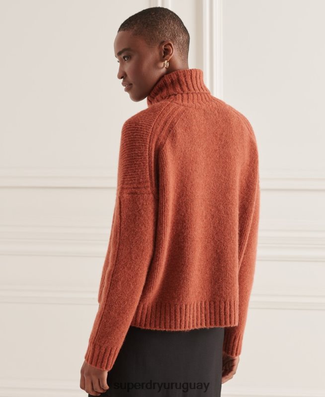 uy Superdry mujer suéter grueso con cuello vuelto de Studios naranja DT2N8Z4004 ropa