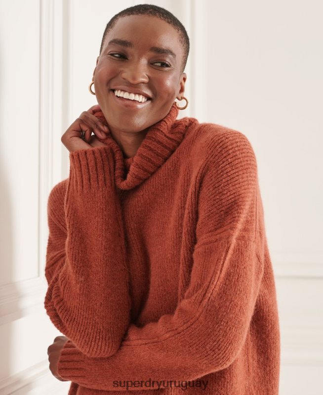 uy Superdry mujer suéter grueso con cuello vuelto de Studios naranja DT2N8Z4004 ropa
