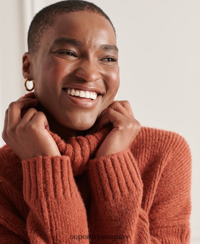 uy Superdry mujer suéter grueso con cuello vuelto de Studios naranja DT2N8Z4004 ropa